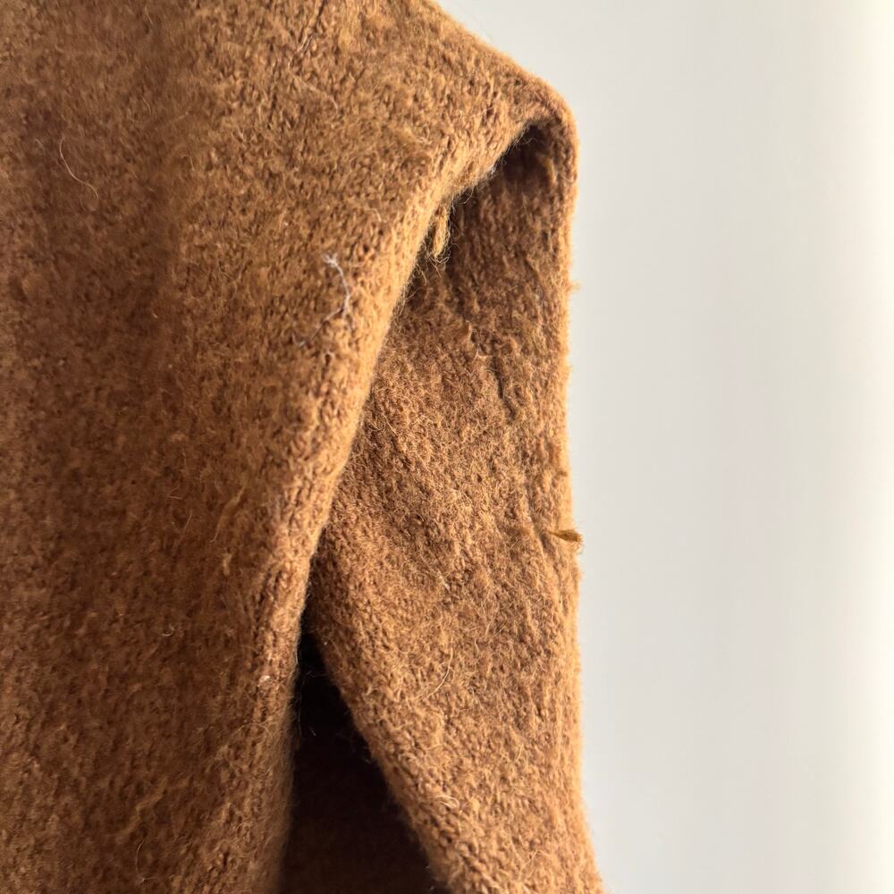 Madewell Wrap Front Sweater Camel Alpaca Wool Blend Coziest Yarn Size Medium - Picture 12 of 15